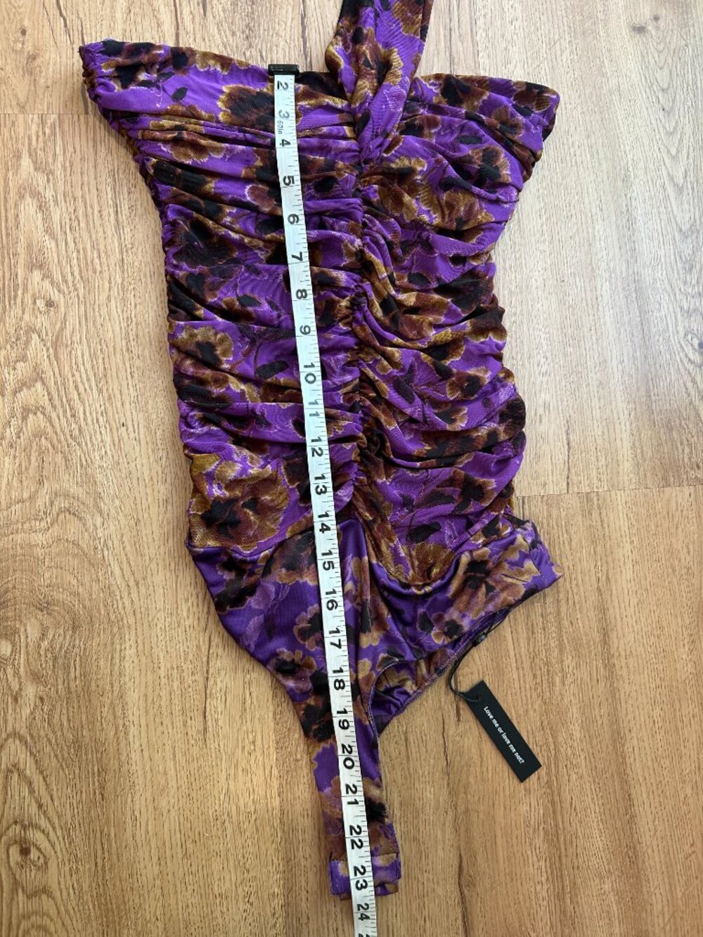 NWT AFRM Avi Bodysuit Purple Haze Floral Mesh Halter Y2K Going Out Top M - Picture 12 of 14